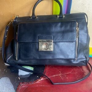 Black Leather Milly Tote Clutch Bag Purse